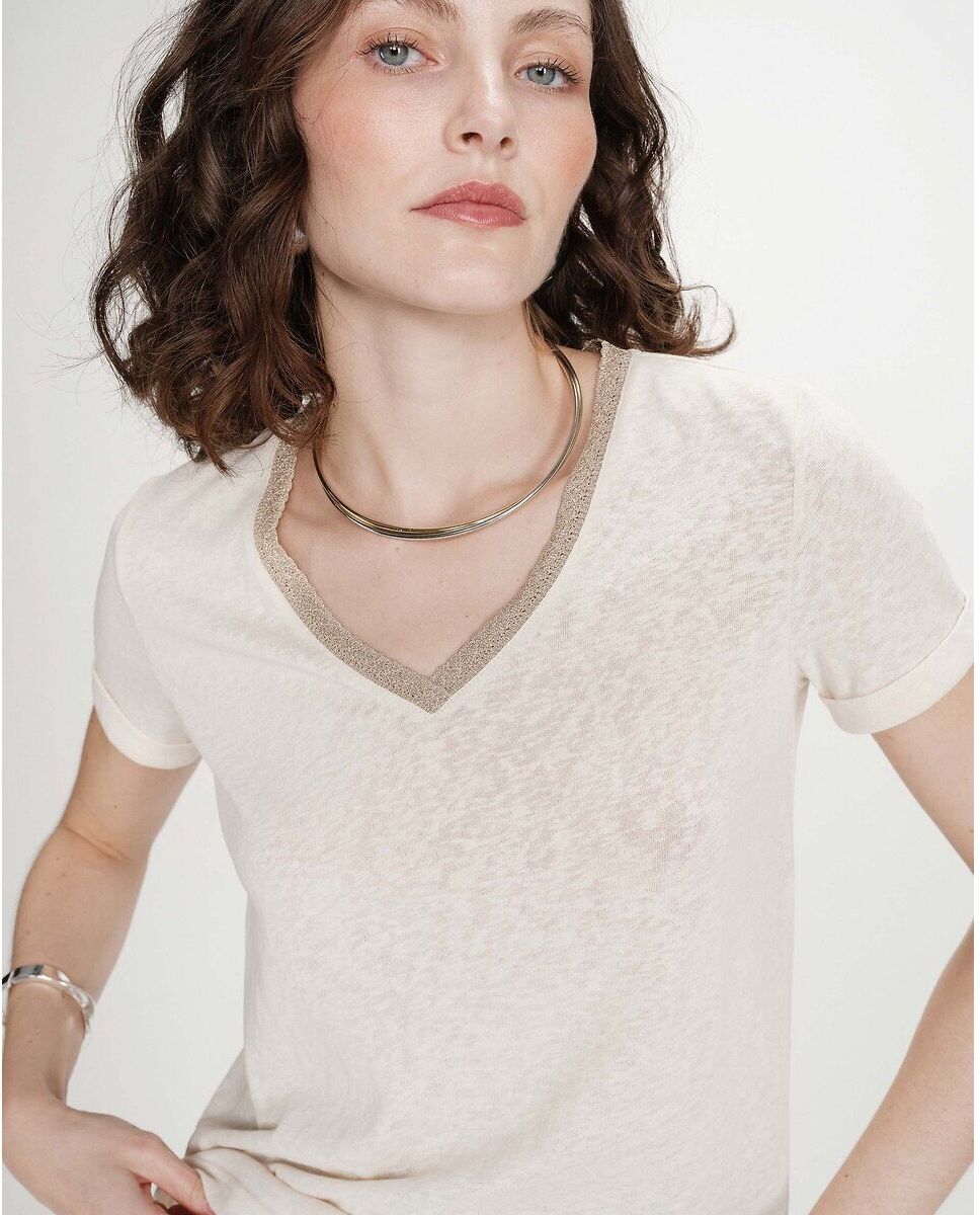 GRACE & MILA T-shirt col V en lurex VASCO