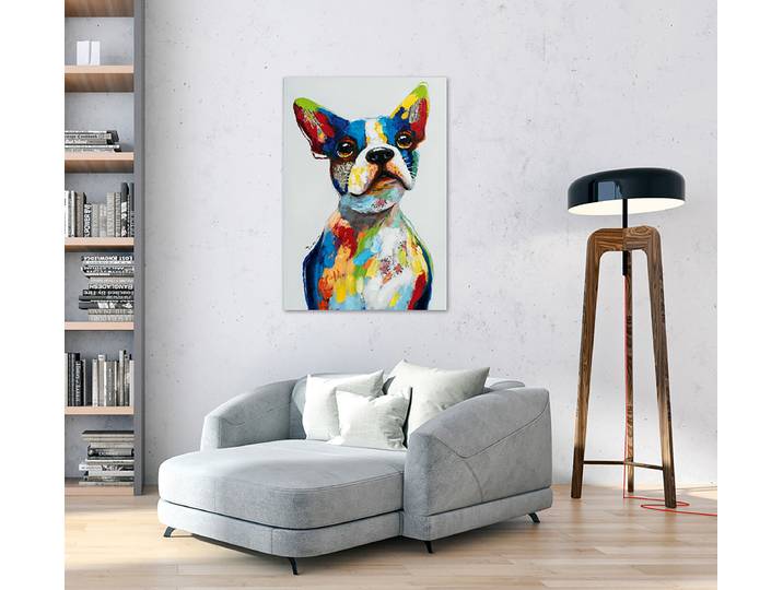 Leinwandbild Lustiger bunter Hund Typ B Mischgewebe Schwarz/Multicolor 75 x 100 x 3cm