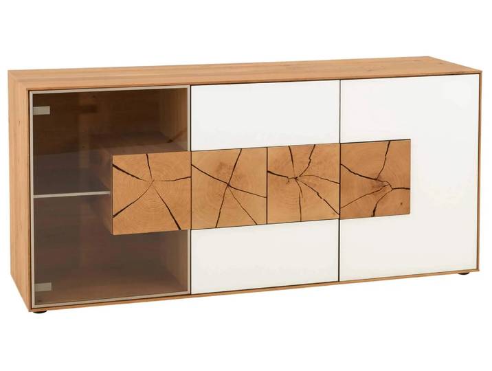 Sideboard Cassio, Kerneiche Umato, 2 Türen Mattglas