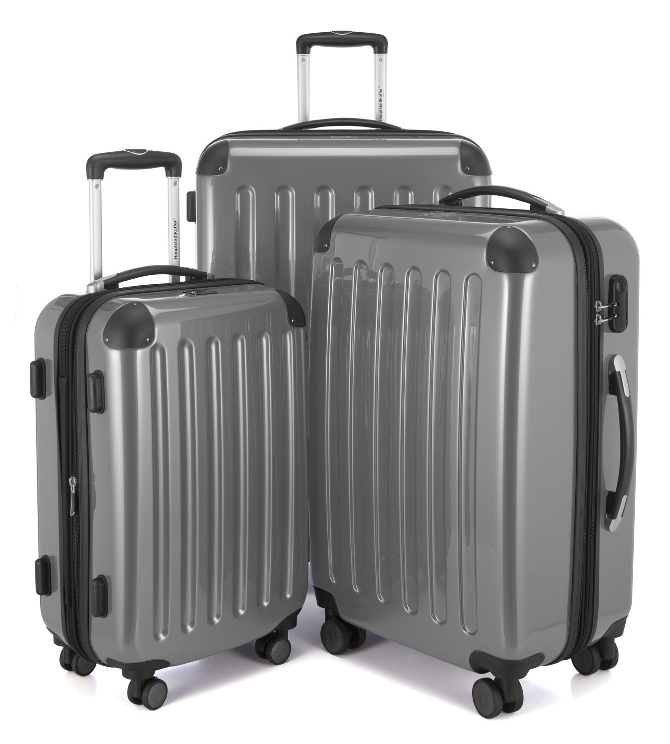 HAUPTSTADTKOFFER - Alex - Koffer-Set 3 Trolley Hartschale, 4 Rollen (S, M & L),Silber