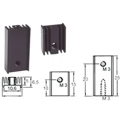 V PR5/25-M3 - Spezial-Kühlkörper, 25x12,6x6,5mm, 32K/W