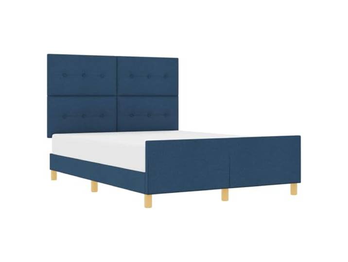PUGYNBK Bettgestell, gepolstert, Blau, 140 x 190 cm Rahmen mit Kopfteil und Fuß, Schaumfüllung, minimalistisches Design, Reinigung mit feuchtem Tuch