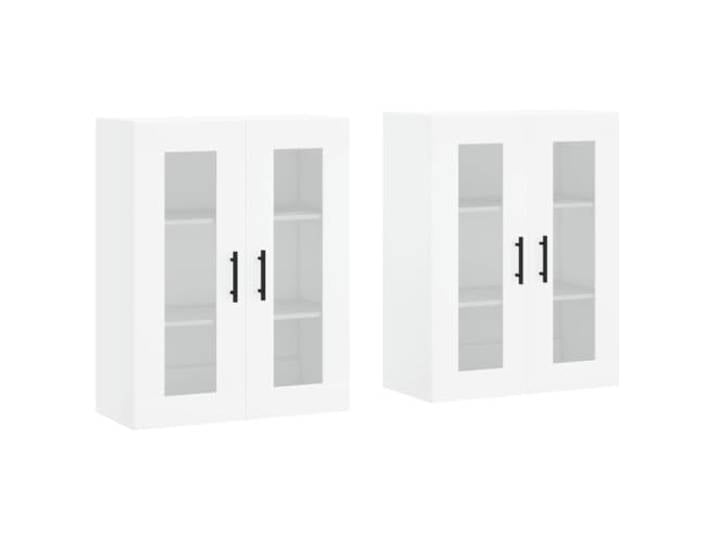 Fisinber 2er Set Wandschrank Weiß Vitrineschrank 69,5x34x90 cm Wandmontierter Schrank mit Glastüren für Wohnzimmer und Flur. Schafft Platz am Boden und setzt Akzente im Raum.