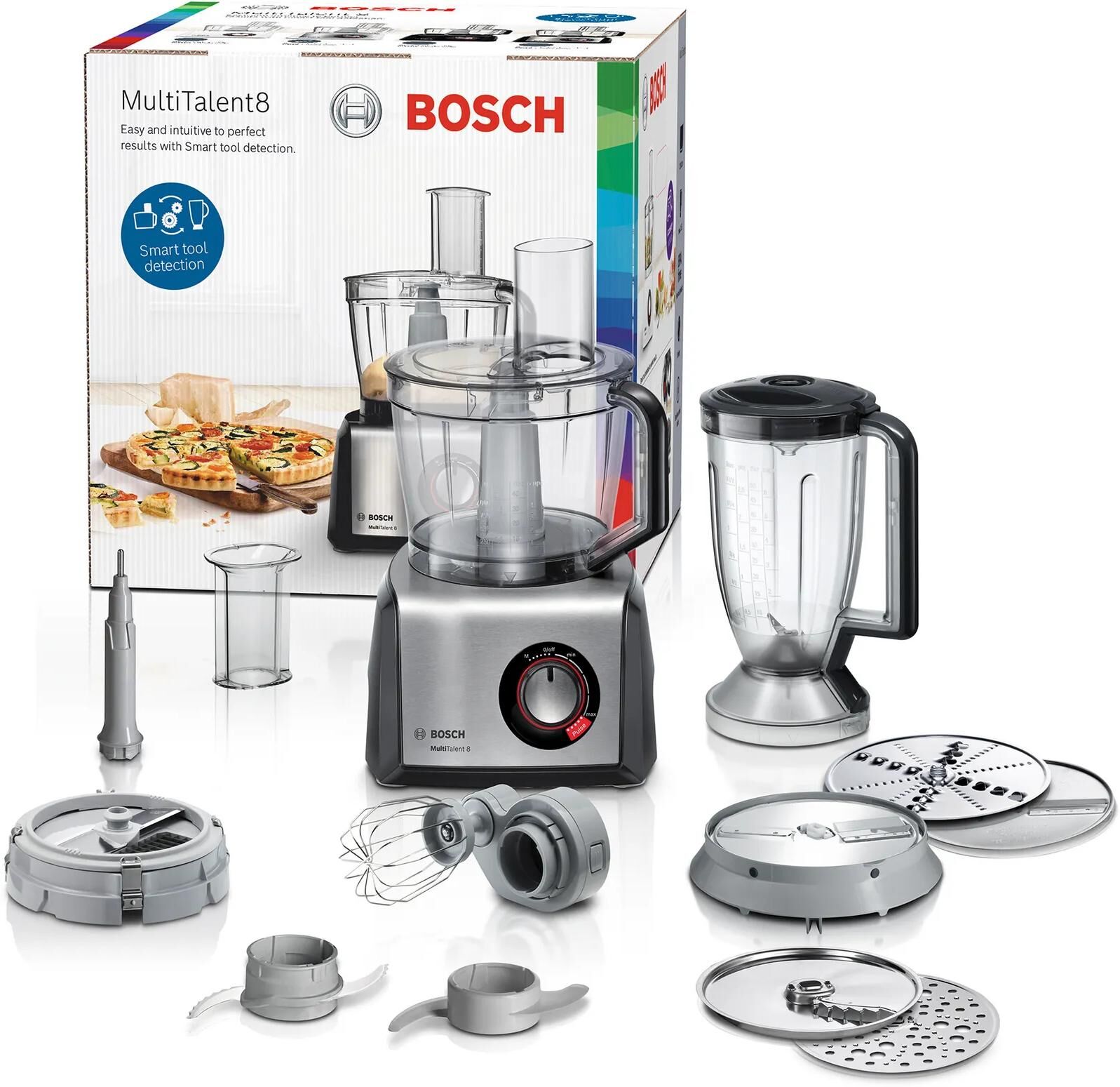 Bosch Kompakt-Küchenmaschine "MultiTalent 8 MC812M865", silber (schwarz, edelstahl), B:25cm H:43cm T:30cm, Küchenmaschinen, Kompakt-Küchenmaschine schwarz, edelstahl Einheitsgröße
