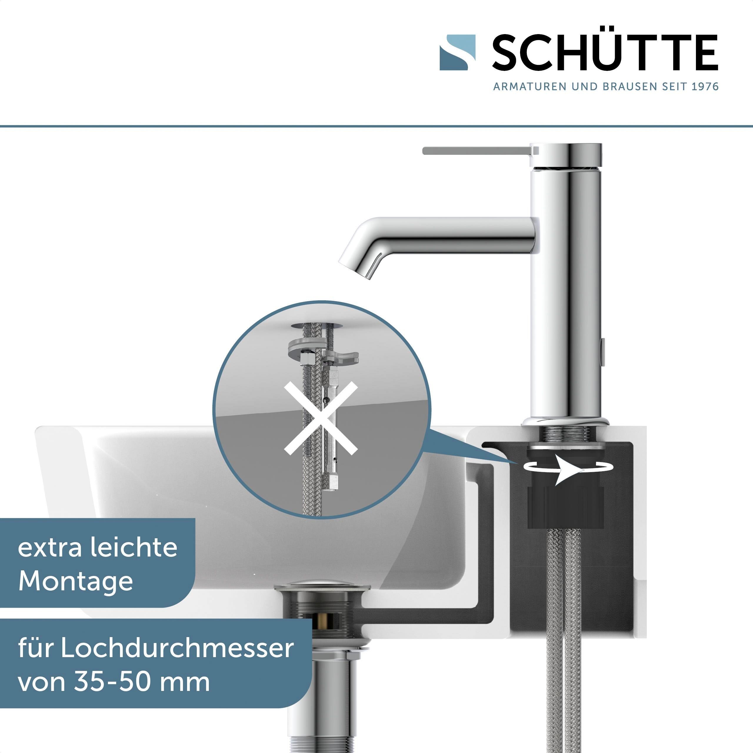 Waschtischarmatur SCHÜTTE "LOS ANGELES", silber (chrom), Messing, Armaturen, Waschtischarmatur, Wasserhahn Bad, energiesparend, wassersparend chrom Einheitsgröße
