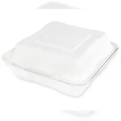Plock GmbH Menüklappbox Sobsy (ungeteilt) aus Zuckerrohr - 200 Boxen - 100% kompostierbar