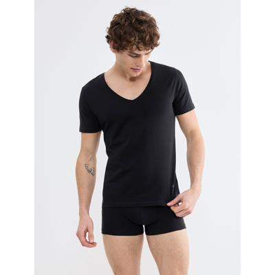 Unterziehshirt SLOGGI "SLG Base V Neck Shirt", Herren, Gr. L, N-Gr, schwarz, Single Jersey, Obermaterial: 95% Baumwolle, 5% Elasthan, Unterhemden, weiches und edles Material