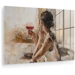 ACRYLGLASBILD Ölgemälde - Frau - Wein Wanddeko 60x40 cm