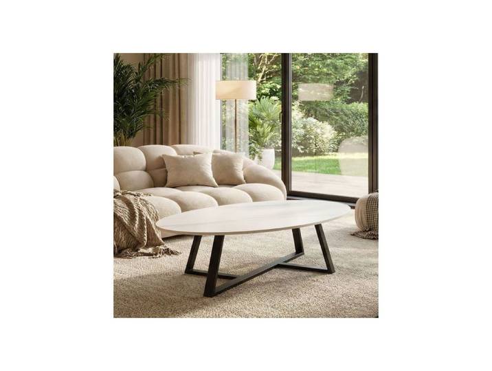 Table basse ovale céramique coloris blanc - ASTORIA