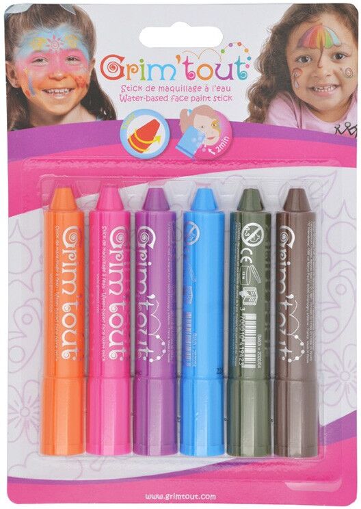 Grim'Tout Blister de 6 sticks maquillage GRIMTOUT couleurs arc en ciel
