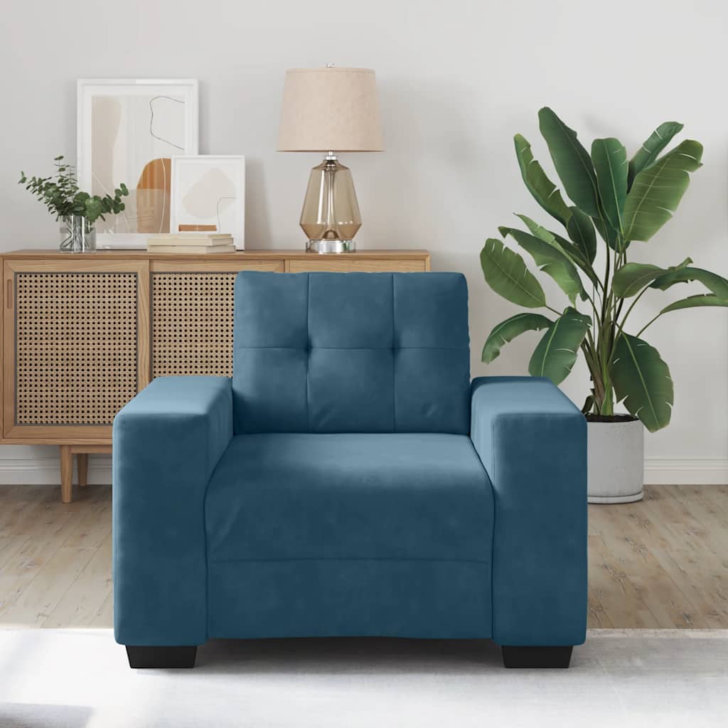 vidaXL Fauteuil canapé bleu 100x78x80 cm velours