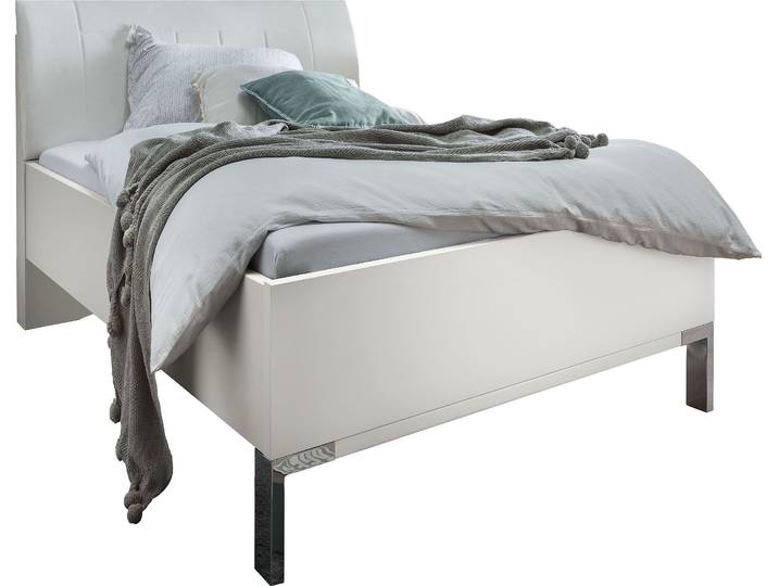 Futonbett WIEMANN Monaco, Bettgestell, Bettrahmen, komfortables Polsterkopfteil , weiss (weiß), B:109cm L:218cm, Betten, Futonbett, Polsterkopfteil aus Kunstleder, verschiedene Grössen, in Komforthöhe