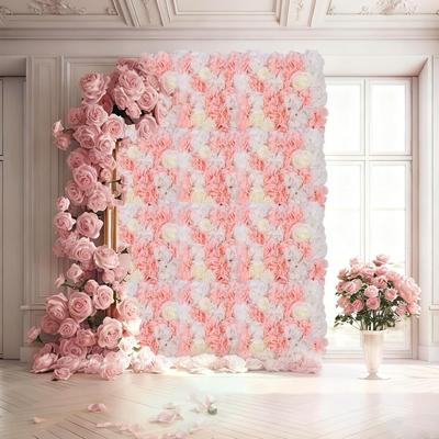 YUN 12-Pack Silk Rose Flower Wall Panels 15x15in, Floral Backdrop for Wedding & Party Decor