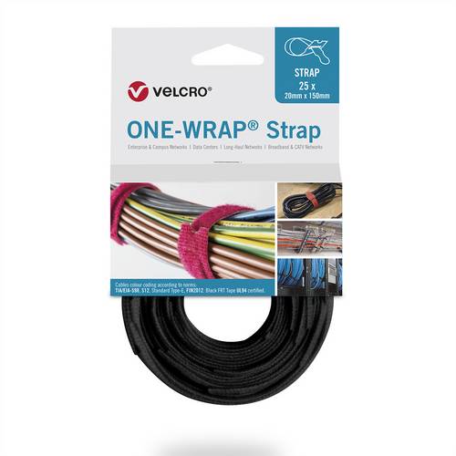 VELCRO One Wrap Strap 13mm x 200mm, 25 Stück, schwarz