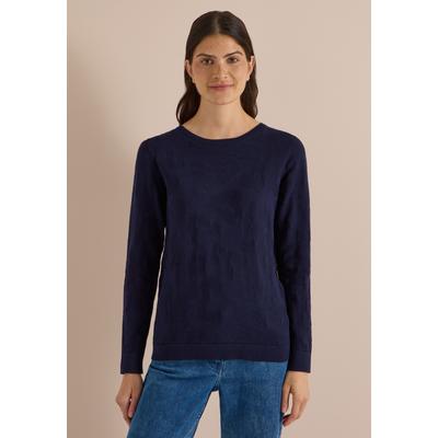 Strickpullover CECIL, Damen, Gr. S (38), blau (urban dunkelblau), Web, 100% Baumwolle, unifarben, comfort fit normal, U-Boot-Ausschnitt, Rippbündchen, Pullover Strickpullover, mit U-Boot-Ausschnitt