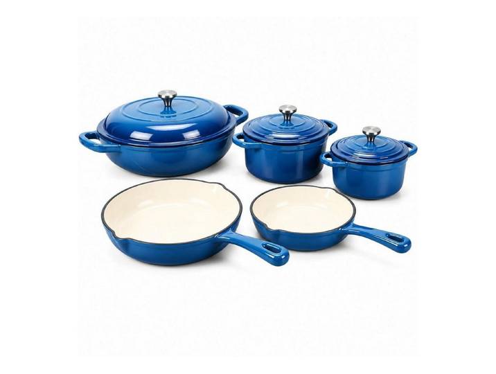 LuxusKollektion Topf-Set Gusseisen Kochset 5-teilig E Blue, (5-tlg)