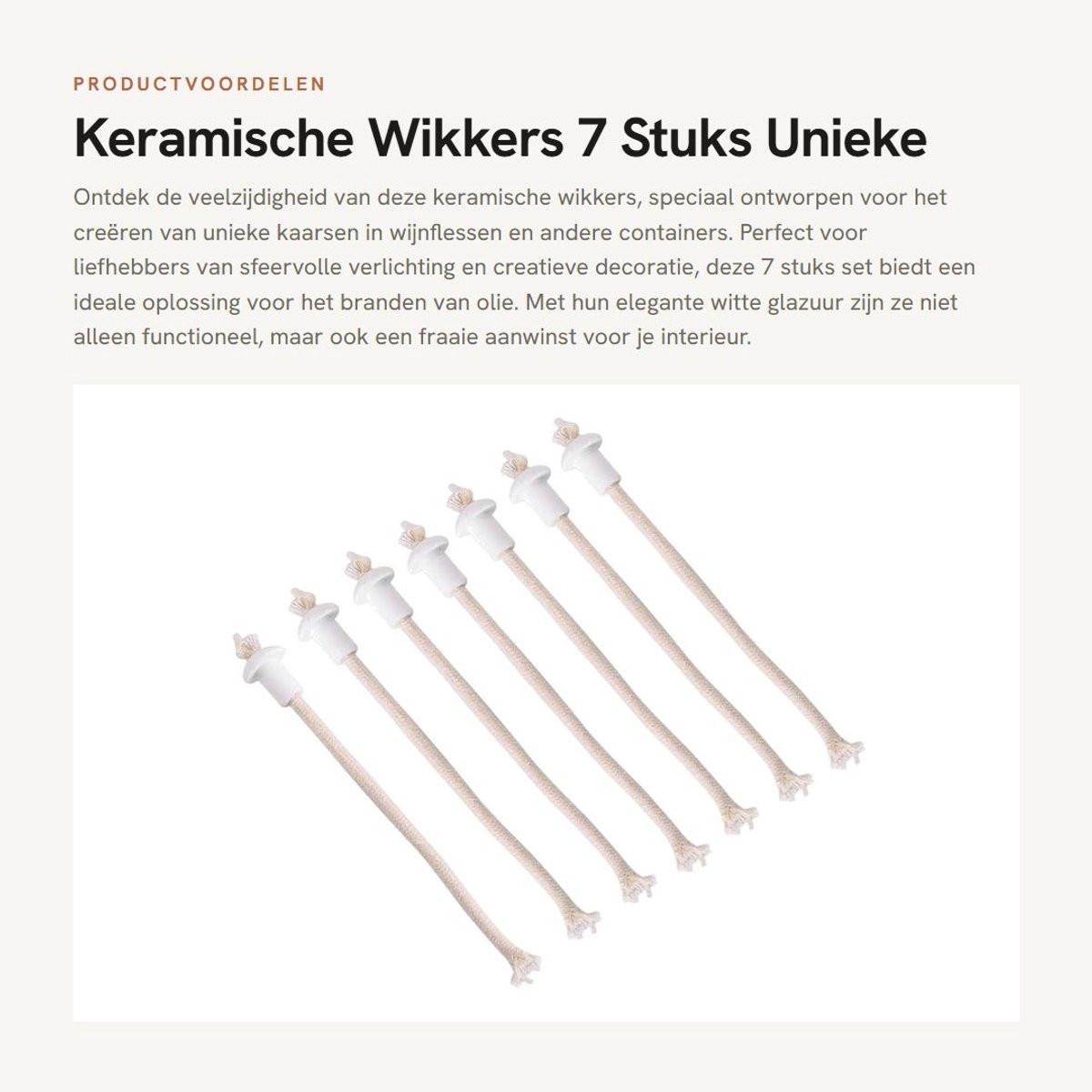 Dailygoods Set van 7 Keramische Lonthouders met Katoenen Kaarslont voor Olielampen