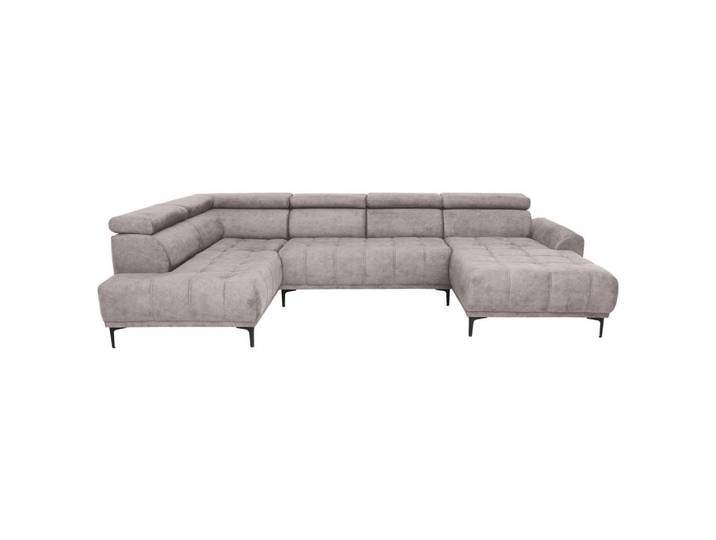 Stylife Wohnlandschaft Cancun, Beige, Metall, 4-Sitzer, Ottomane rechts, U-Form, 340x191 cm, Typenauswahl, Stoffauswahl, seitenverkehrt erhältlich, Hocker erhältlich, Wohnzimmer, Sofas & Couches, Wohnlandschaften, Wohnlandschaft U-Form