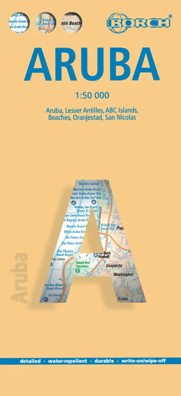 Carte routière plastifiée - Aruba (Petites Antilles)   Borch Maps