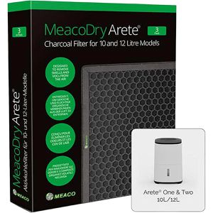 Meaco Luftentfeuchter-Ersatzfilter Dry Arete 10L und 12L, Aktivkohlefilter, für Luftentfeuchter Arete One & Two, 3 Stück