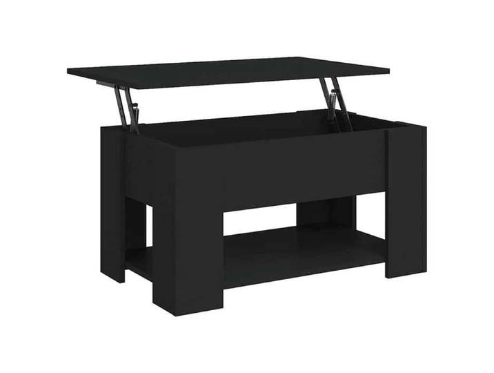 “Winter Sale TOP Table à café Noire - Table basse Noire 79x49x41cm - bois d'ingénierie PRO74601