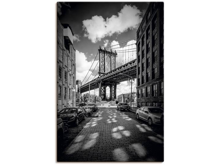 Leinwandbild ARTLAND Manhattan Bridge in Brooklyn, New York , schwarz (farbe bild(er): schwarz), B:60cm H:90cm, Bilder, Leinwandbild, auf Holzrahmen gespannt