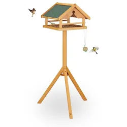 Relaxdays Vogelfutterhaus mit Ständer Dunkelgrün,Orange