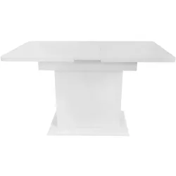 OKWISH Esszimmer-Set 75x130x70 cm Ausziehbarer Esstisch Weiß mit 6 Stühlen Sherpa Bezug Stauraum und Praktischer Teleskopfunktion
