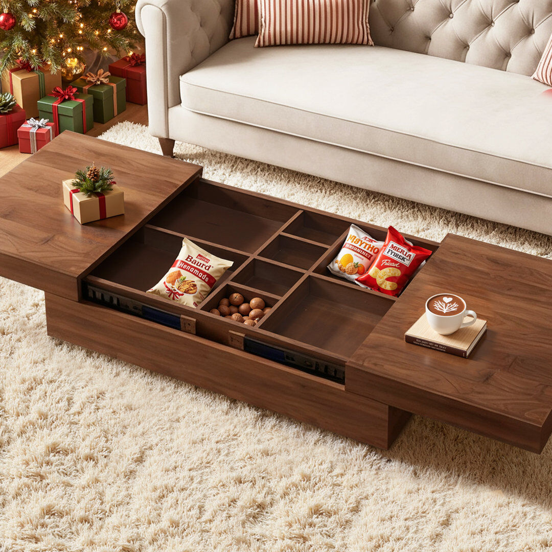 Union Rustic Coffee Table with Storage Brown 120cm W X 70cm D