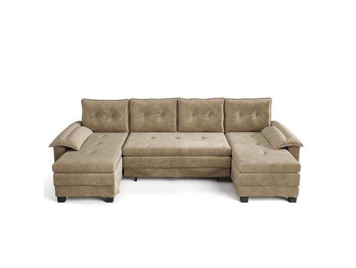 Elvmi Canapé Modulaire En U Convertible Avec Usb Et 4 Coussins\, En Chenille\, Camel