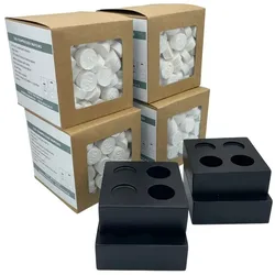 OIO NATURA Komprimierte biologisch abbaubare Tücher von OIO (Packung mit 800 Stück) + 4 Keramiksockel Duo