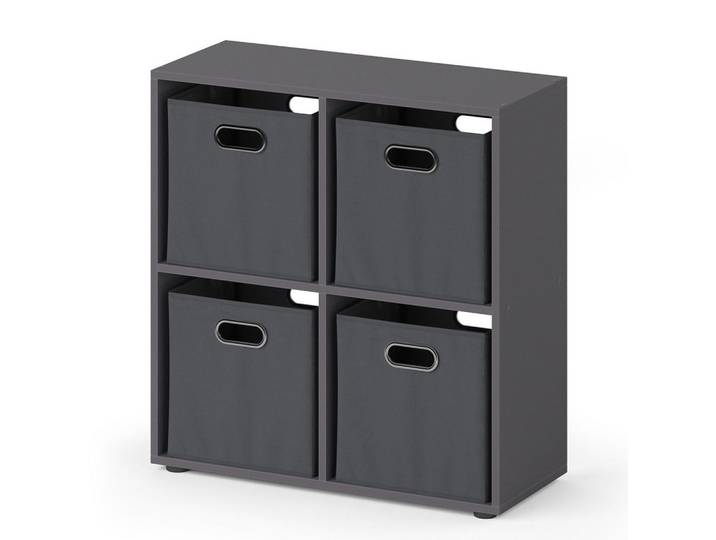 Vicco Raumteiler Tetra Grau 72.6 x 72 cm, Holzwerkstoff, 4 Fächer, Rechteckig, 72.6x72x29 cm, Wohnzimmer, Raumteiler & Paravents, Raumteiler