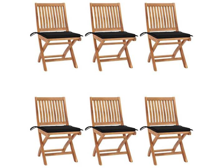 furnicato Gartenstuhl Gartenstuhl-Set Naturholz Schwarz 46,5x58x88 cm, klappbar (1 St), Witterungsbeständige Sitzgruppe mit Kissen und glatter Oberfläche