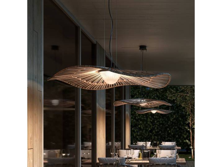 Bover LED-Außen-Hängelampe Mediterrània, braun, Ø 105 cm dimmbar, braun / rost, Kunststoff, Design