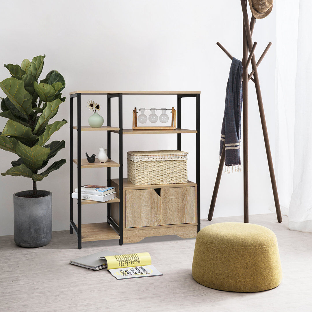 WOLTU 80 cm W Adjustable Height Shelving Unit Light Brown/Black 80cm W X 35cm D
