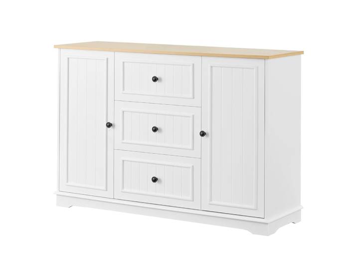Buffet charme blanc 3 tiroirs et 2 portes 126x40x86 cm