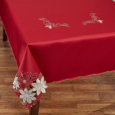 Mera International Ltd Gold Poinsettia Tablecloth Red, 60 x 102, Red