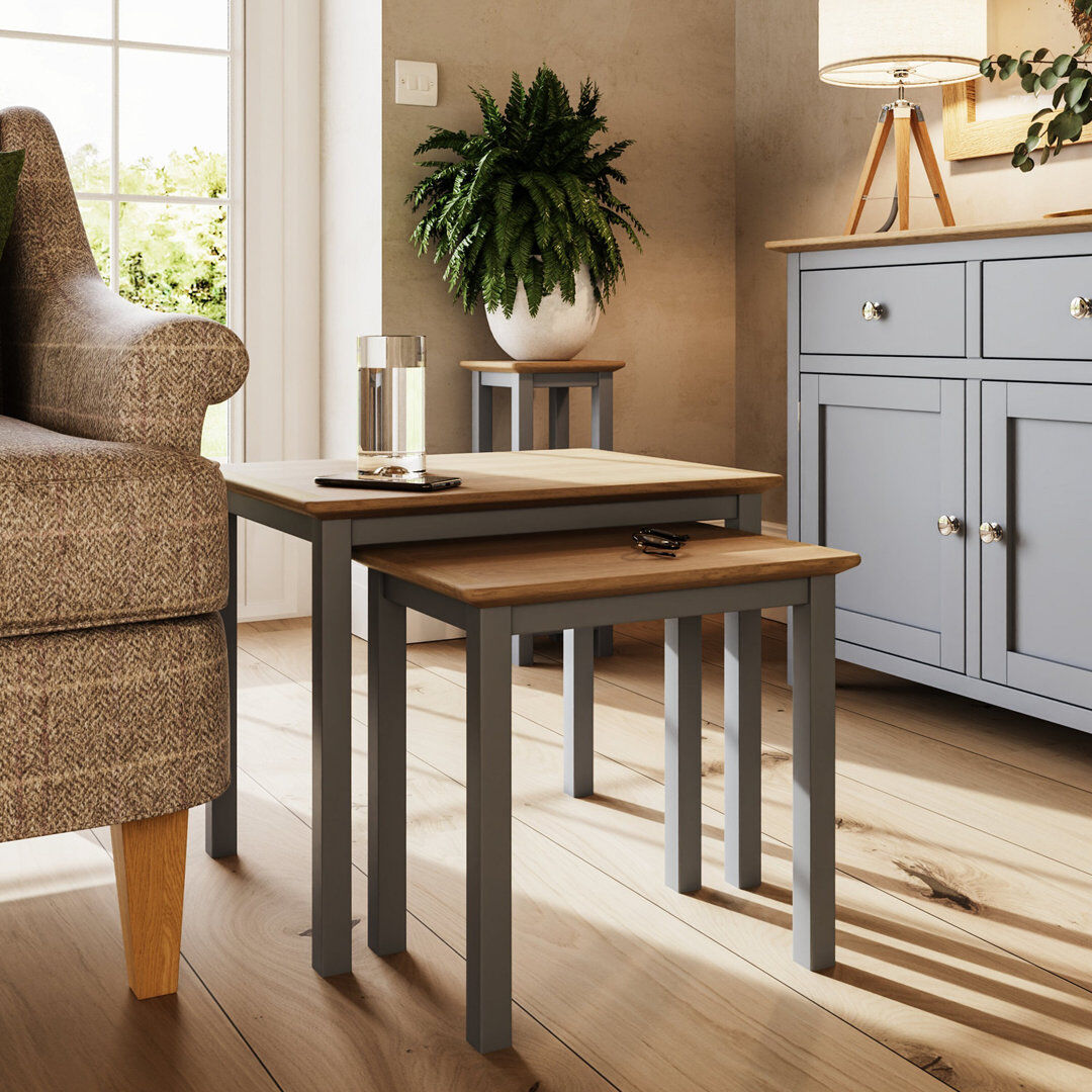 ClassicLiving Daris Nest Of 2 Side End Tables. Fully Assembled. Grey 45cm H X 55cm W X 44cm D