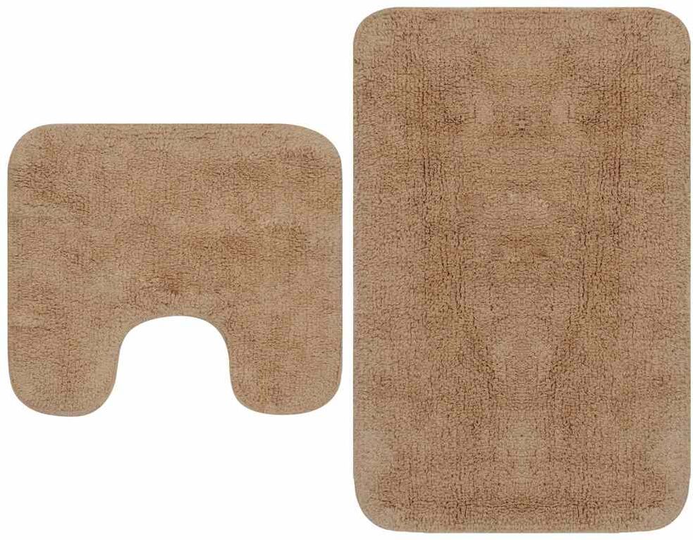 vidaXL Tapis de salle de bain 2 pcs Tissu Beige