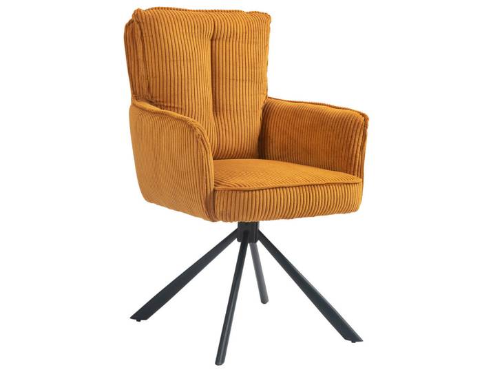 Novel Armlehnstuhl, Currygelb, Metall, Stativgestell, 62x95x67 cm, Handmade in China, Stoffauswahl, Sitzfläche 180° drehbar, Esszimmer, Stühle, Esszimmerstühle, Armlehnenstühle