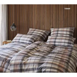 Elegante Soft-Flanell Bettwäsche Darcy - 135x200 cm + 80x80 cm	kiesel