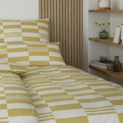 elegante Mako Jersey Bettwäsche Skip gelb 160x210 cm + 65x100 cm - gelb