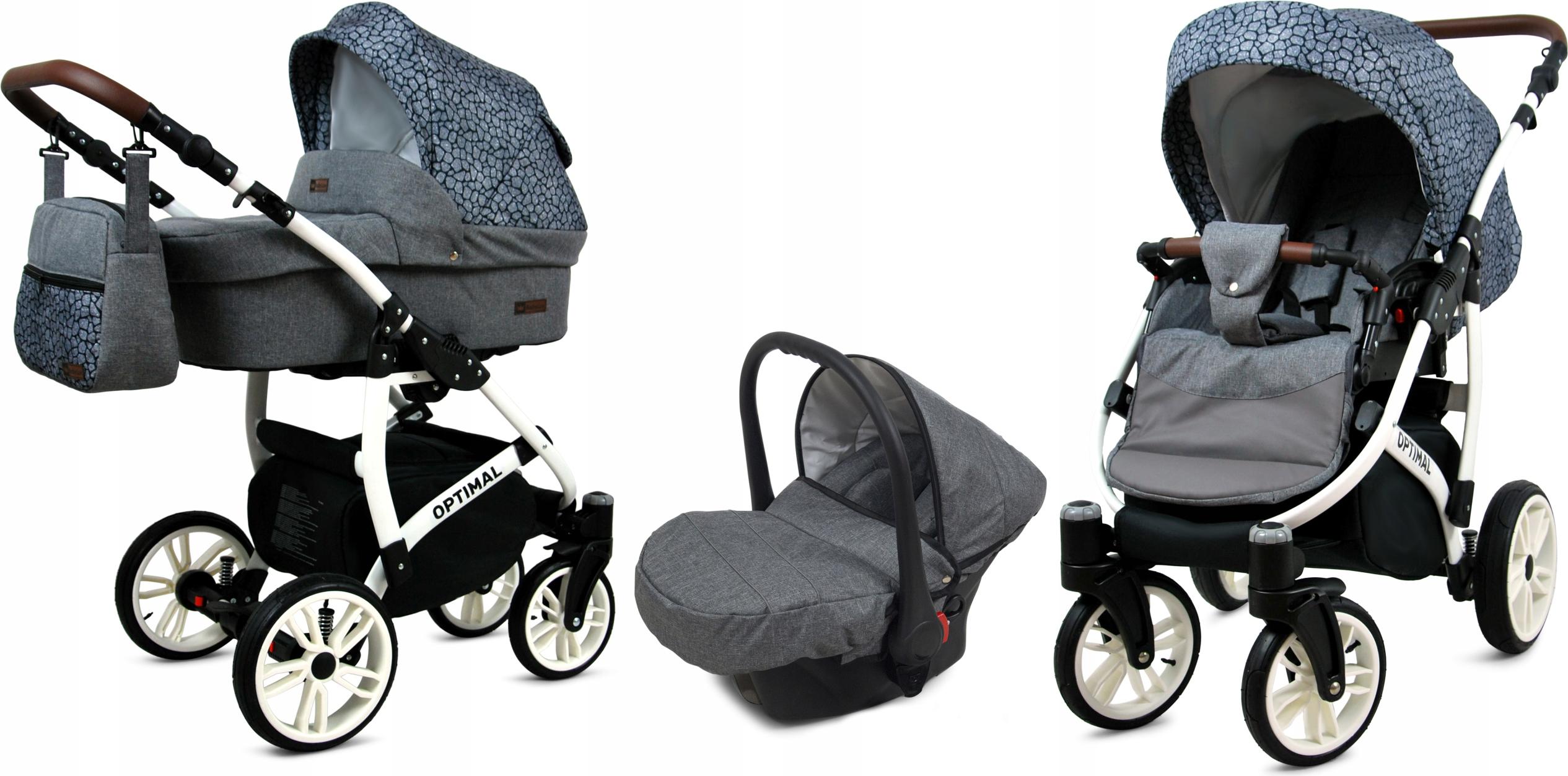 BabyLux Optimal | 3in1 Kinderwagen Set | Silver Stone | Kombikinderwagen | Kinderwagenset | Bug