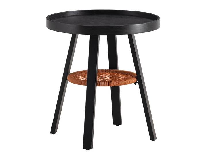 Bout de canapé Lousiko Ø 50cm Noir/Chêne noir