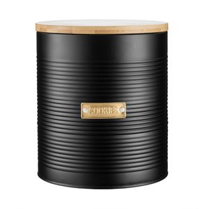 Typhoon Vorratsdose Otto Collection Keksdose, aus Metall, 3 Liter, mit Bambusdeckel, schwarz, luftdicht
