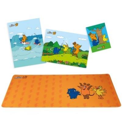 Bresser 14942 - DieMaus Schreibtischunterlage 90x40cm für Kinder inkl. 3 Postern