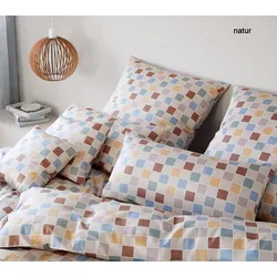 Elegante Interlock-Jersey Bettwäsche Scrabble - 155x220 cm + 40x80 cm	natur