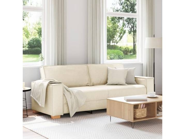HEFZGDB 3-Sitzer Sofa 180 cm Leinenstoff mit abnehmbaren Kissen, fleckenresistent und langlebig, modernes Design für Wohnzimmer, geräumige Sitzgelegenheit, Stabiler Holzrahmen,