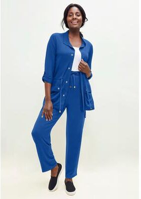 Plus Size Women's 2-Piece Stretch Knit Cargo Set by The London Collection in Dark Sapphire (Size S)
