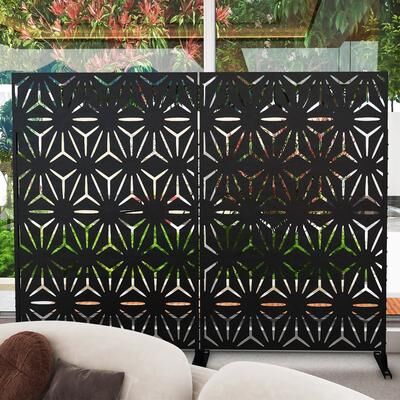 Lumibee Outdoor Privacy Screen with Stand for Patio Garden Metal Fence